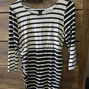 Jessica Simpson Black and White Striped Long Sleeve Top